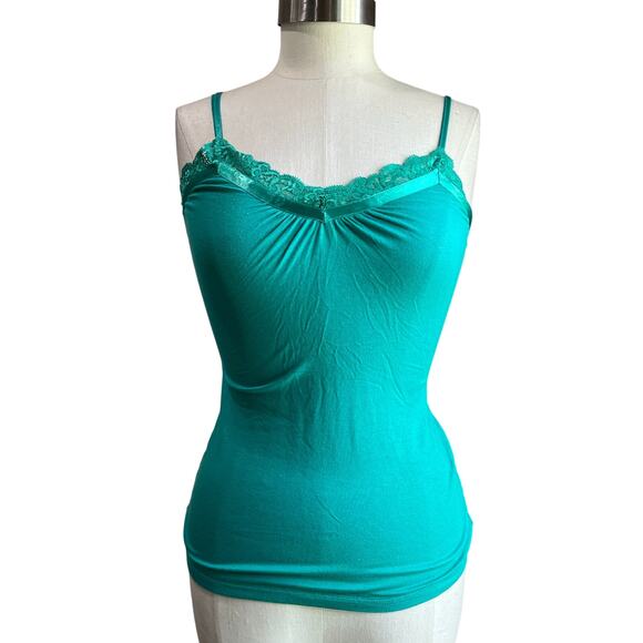 Express Green Heal Lace Trim Y2K Spaghetti Strap Tank Top Size XS - Picture 1 of 9